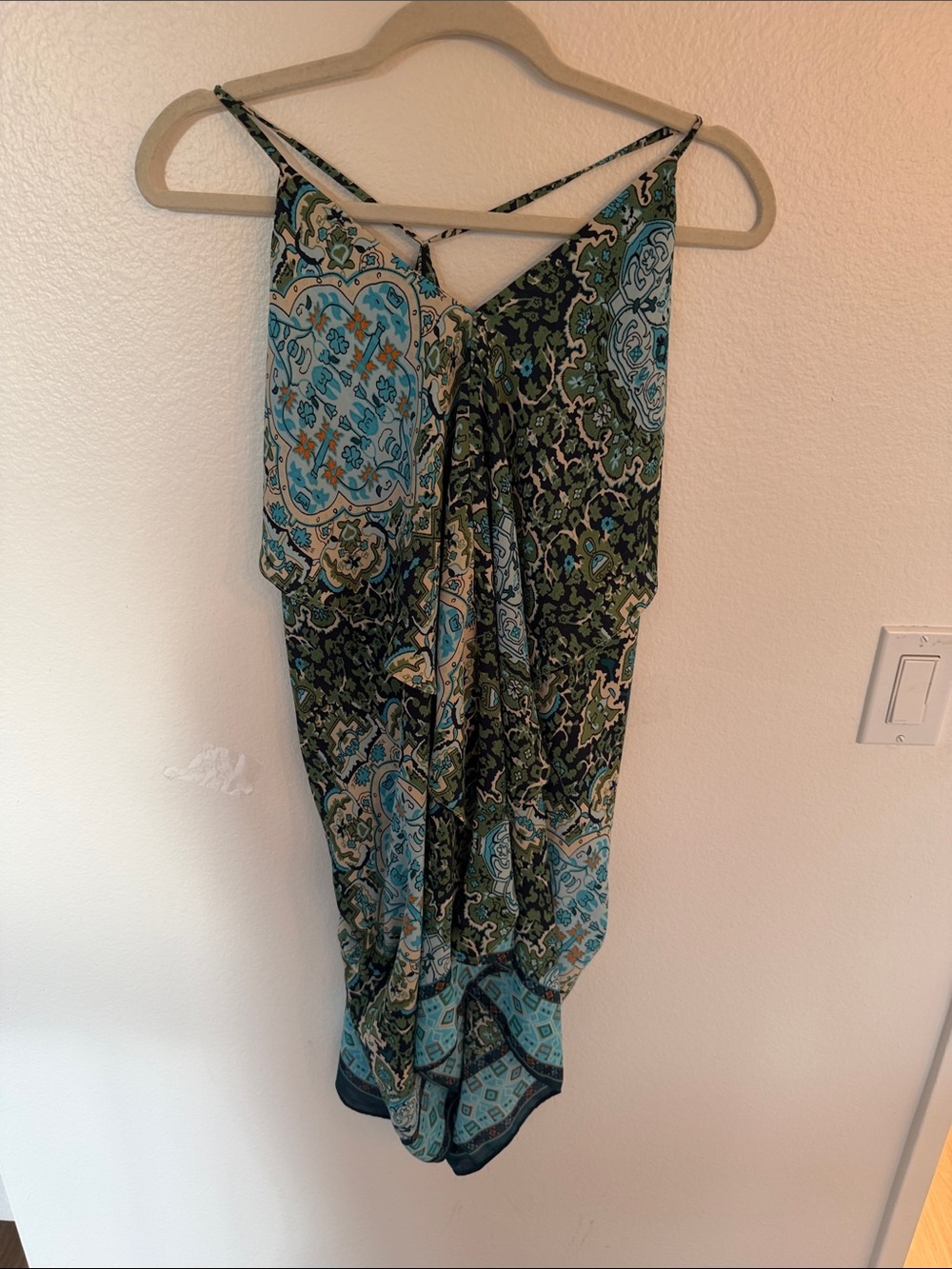 Olivaceous Teal, Blue & Green Paisley Mini Dress
